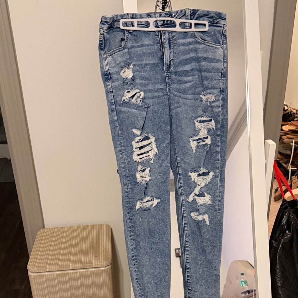 Distressed Blue Women's Curvy Jegging